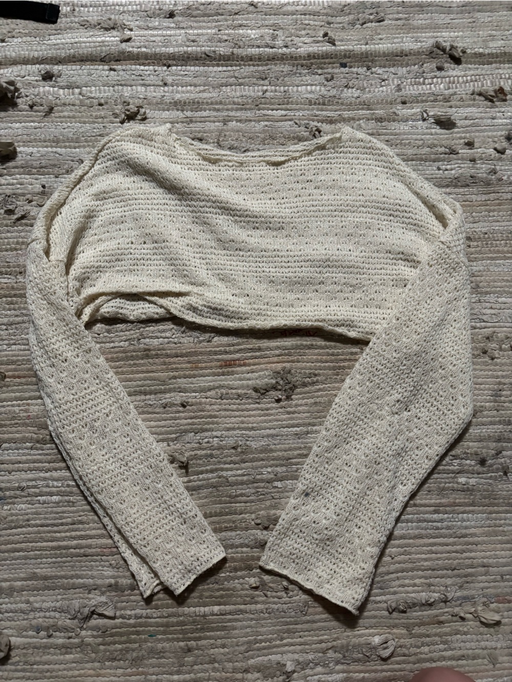 SHEIN Cream Off-Shoulder Cropped Knit Sweater